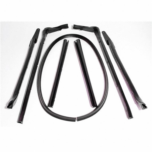 Convertible Top Roof Rail Kit. 7-Piece set includes all right and left side top rail seals and the w